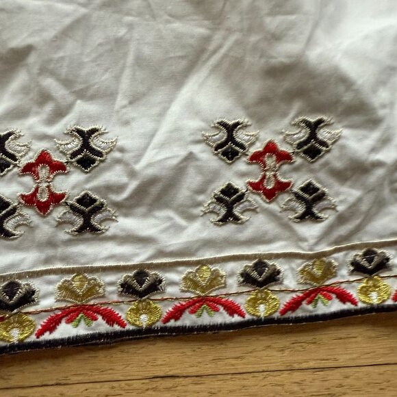 Embroidered Floral 3/4 Sleeves Tunic Dress Women's Ethnic Lightweight Boho White - Picture 4 of 10